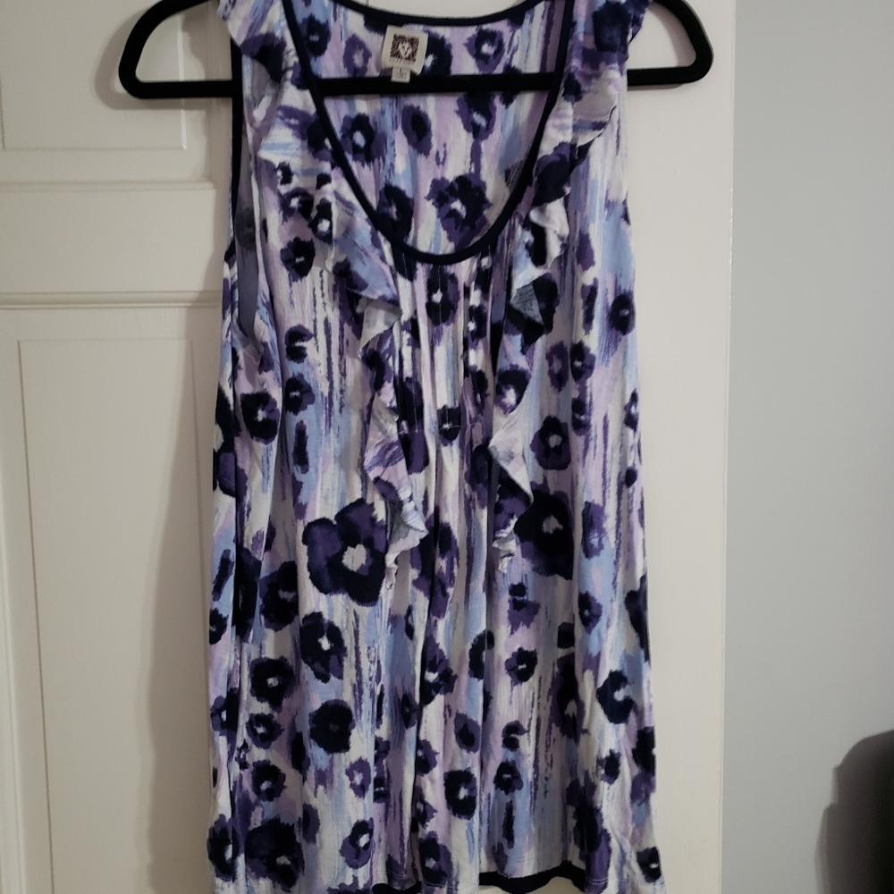 Anne Klein Ruffled Sleeveless blouse large